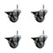 Service Caster 3'' Gray Poly Swivel 7/16'' Grip Ring Stem Caster Set with Brake, 4PK SCC-GR20S314-PPUB-PLB-716138-4 - alternate 1